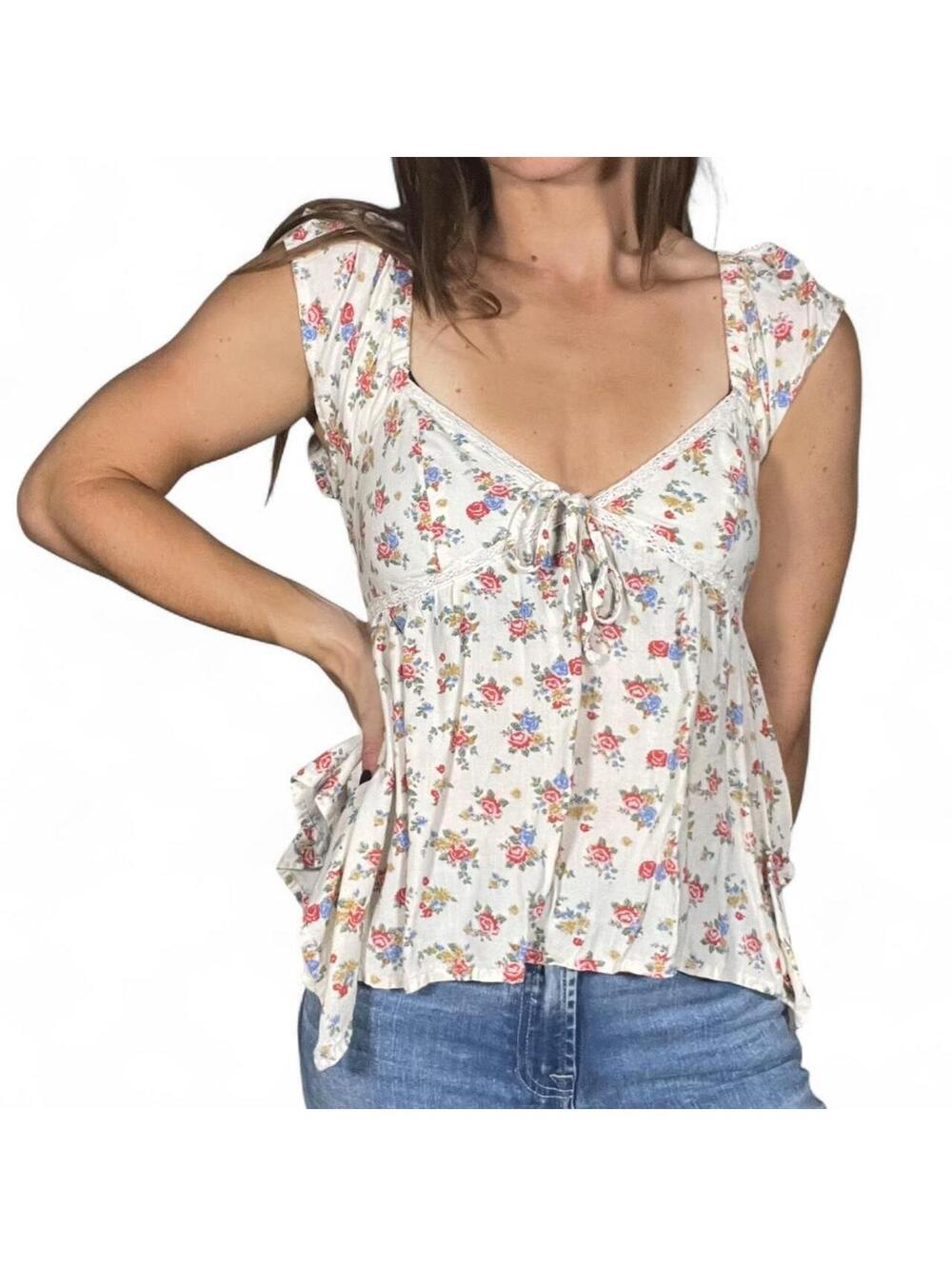 Japna Babydoll Blouse with Tie Front Size Small
